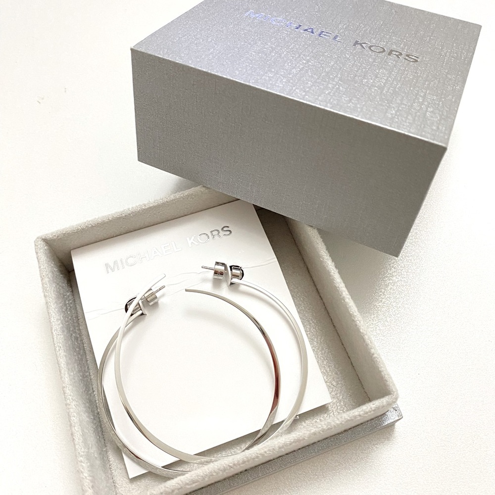 NWT MK silver tone hoop earrings